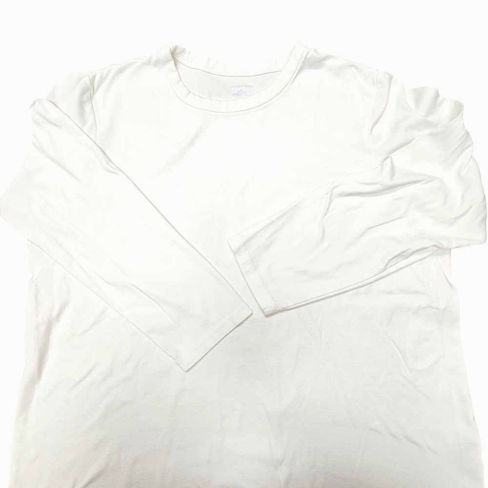 Lands End Long Sleeve T-Shirt Lot Women 2X White Excellent 100% Cotton Crewneck - Picture 2 of 13